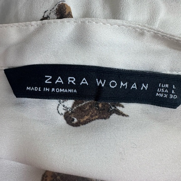Zara Basic long sleeve top with horse print size large - Picture 12 of 14